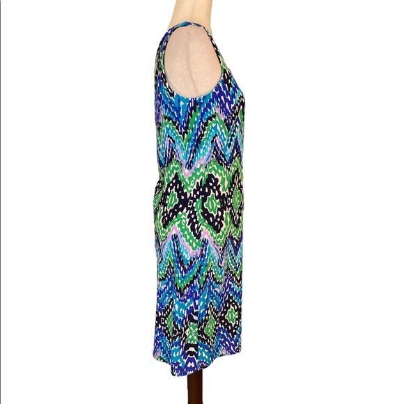 Jude Connally Beth Bright Royal Blue Waves Chevron Zigzag Sheath Slip Dress - S - Picture 5 of 9